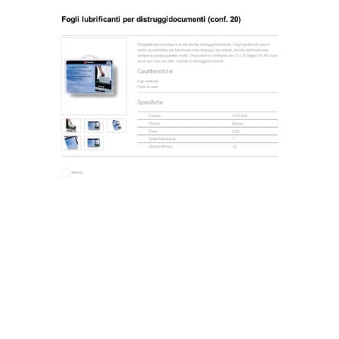 Fogli lubrificanti per distruggidocumenti Rexel Formato A5 conf. 20 fogli - 2101949